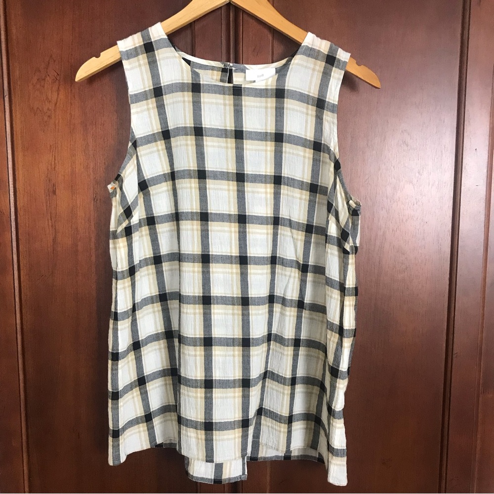 J. Jill Plaid Sleeveless Split Back Summer Top Size XS